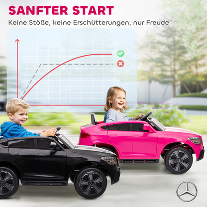 AIYAPLAY Elektroauto für Kinder, 12V Kinderauto mit Fernbedienung, LED-Lichter, Musik, 3 Geschwindigkeiten, 3-6 Jahre, Rosa