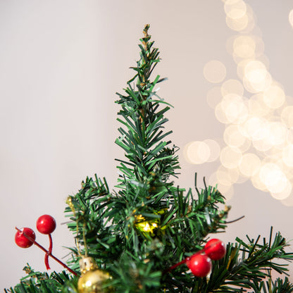 HOMCOM Mini-Weihnachtsbaum Weihnachtsdekoration Weihnachtsdeko, inkl. Weihnachtskugeln und LED-Lichter 60 cm, Mehrfarbig