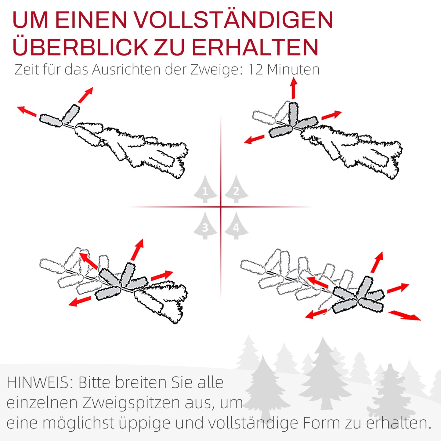HOMCOM Weihnachtsbaum 183 cm, realistisches Aussehen, Schnellaufbau, inkl. Ständer, feuersicherer Kunststoff