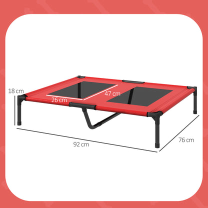 PawHut Hundebett, Hundeliege, robust, erhöht & wetterfest, bis 50 kg, 92x76x18cm, Rot