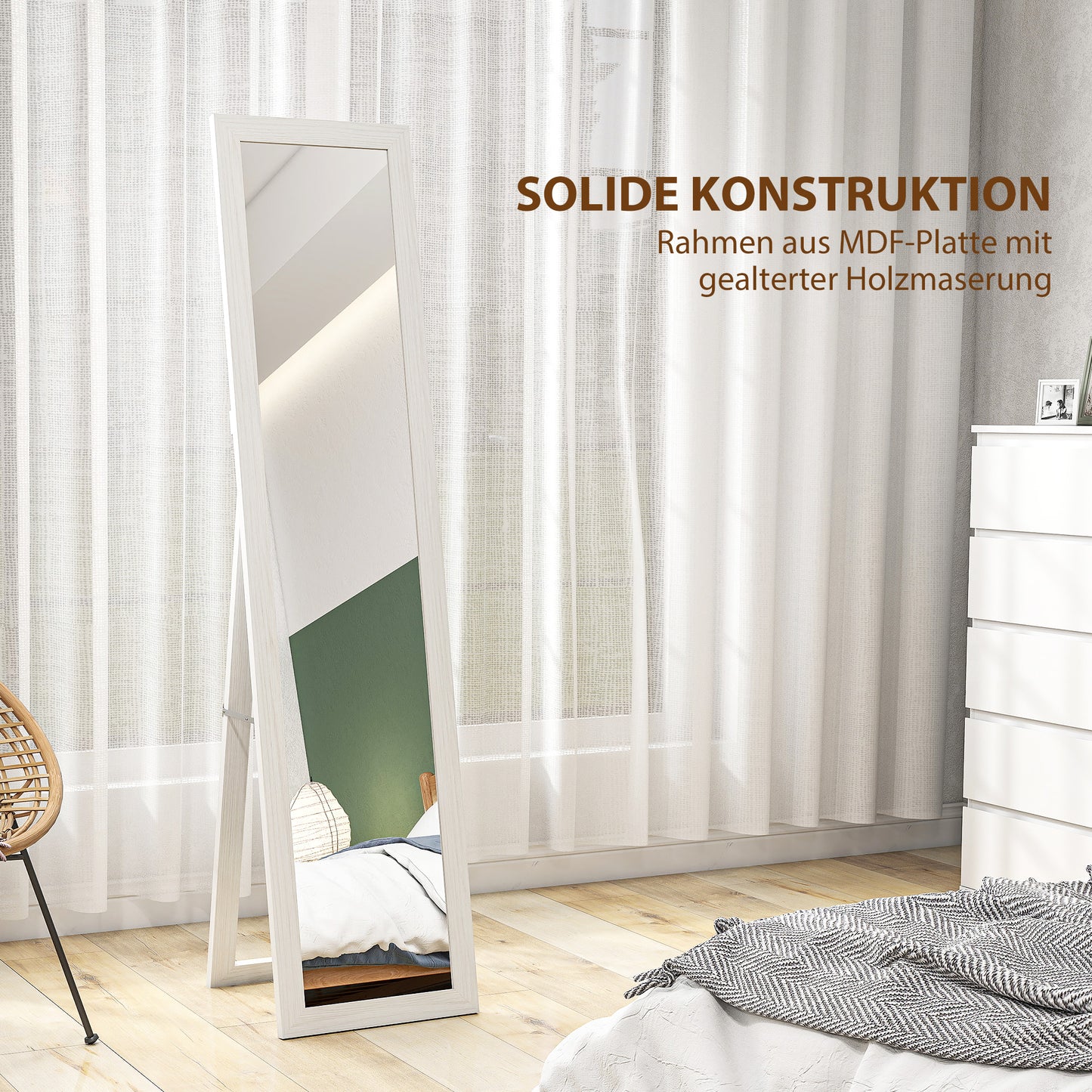 HOMCOM Standspiegel، Ganzkörperspiegel mit Ständer، freistehender Wandspiegel، 37 x 157 سم، فايس