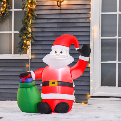 HOMCOM Weihnachtsdeko Aufblasbarer Weihnachtsmann Outdoor-Weihnachtsdekoration, inkl. Gebläse, 1,2 m, Rot + Weiß