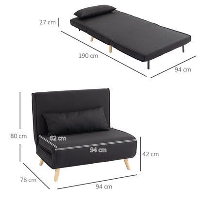 HOMCOM Relaxsessel mit Bettfunktion، لشخص واحد، تصميم حديث، مكرر 350 كجم، 94x78x80 سم، أسود