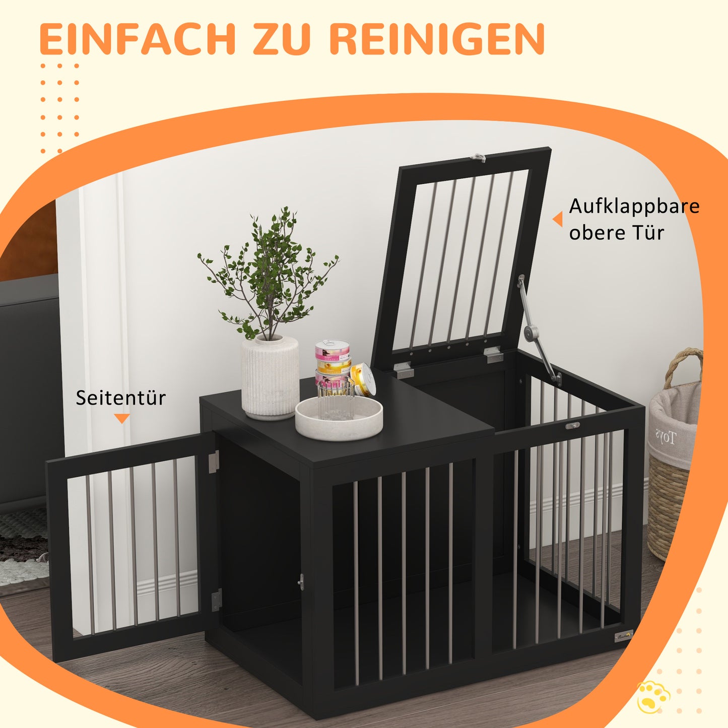 PawHut Hundekäfig Hundebox Hundetransportbox، 2 Türen، verriegelbar، Stahlgitter، 80 سم × 50 سم × 56,5 سم، أسود