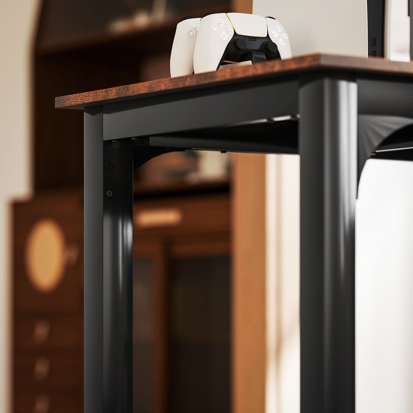 HOMCOM Schreibtisch, Computertisch, rustikales Design, viel Platz, Spanplatte, Braun