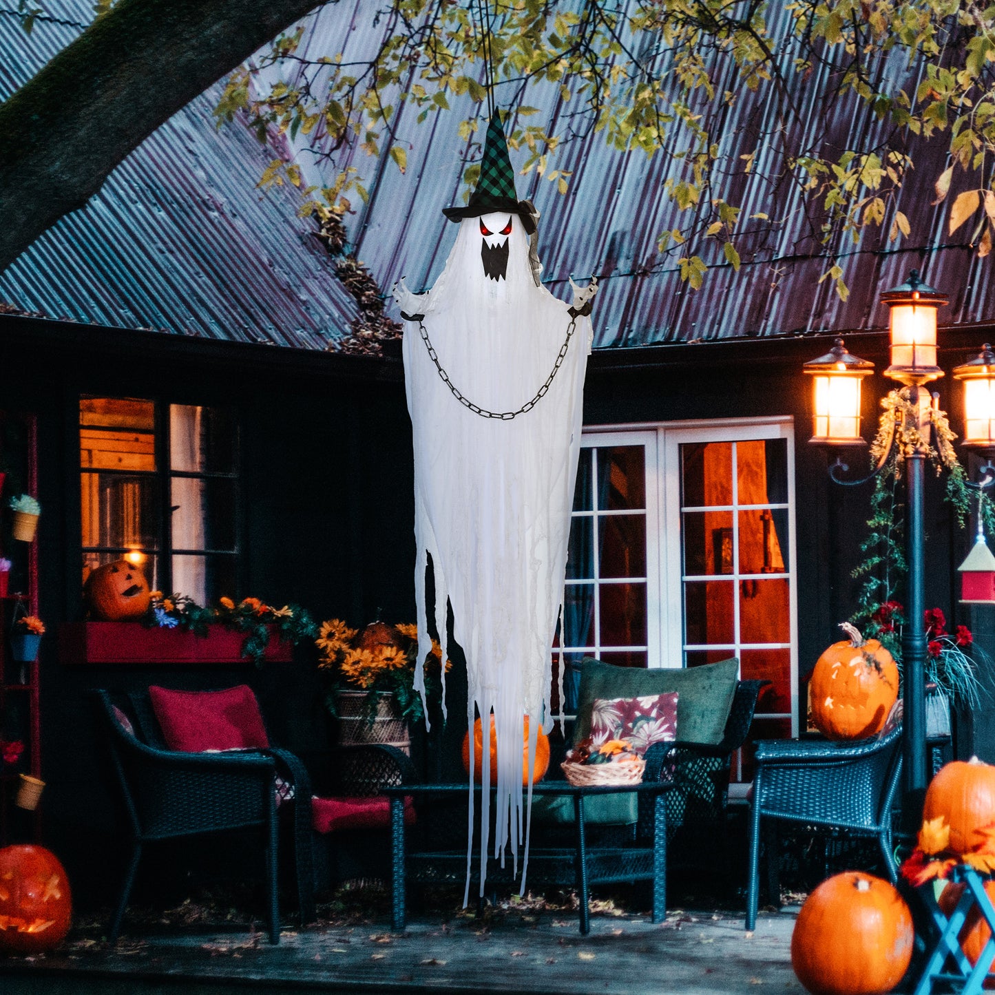 HOMCOM Geister-Dekoration für Halloween, Grusel-Heulen und Bewegung, batteriebetrieben