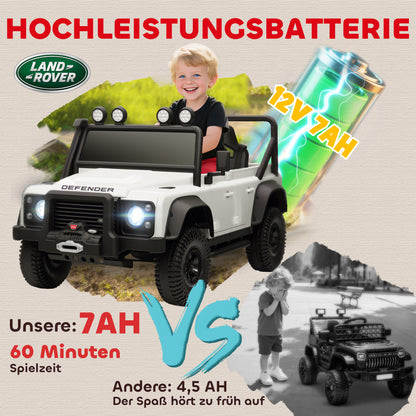 AIYAPLAY Kinder-Elektroauto, 12V Batterie-Betrieb, Fernbedienung, Musik-Funktion, Hupe, LED-Lichter, Weiß