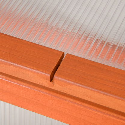 Outsunny Frühbeet Holz und Polycarbonat Treibhaus 90 x 46 x 40 cm Gewächshaus mit Abdeckung wetterfest Frühbeetkasten für Garten Pflanzenbeet Orange