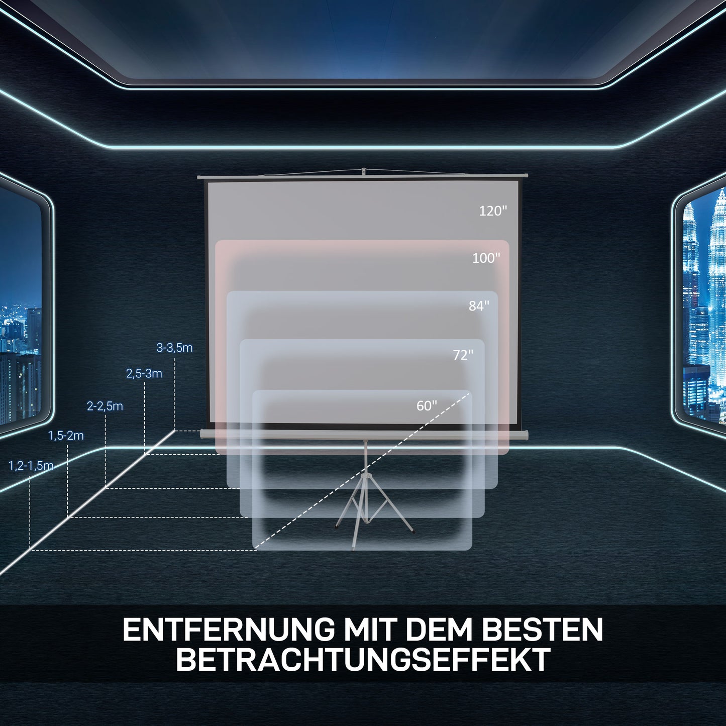 HOMCOM Projektionsleinwand im 4:3-Format, Kinoleinwand, Präsentationsfläche für Zuhause oder Büro, Weiß