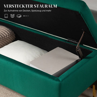 HOMCOM Sitzbank mit Stauraum, belastbar bis 120kg, 120x44x44,5cm, Grün