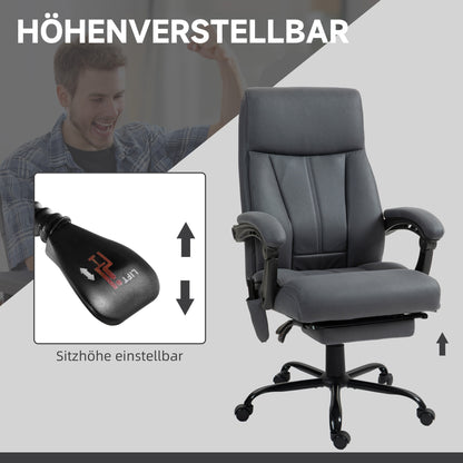 Vinsetto Bürostuhl mit Massagefunktion & Heizfunktion, Fußstütze, bis 120 kg, Dunkelgrau