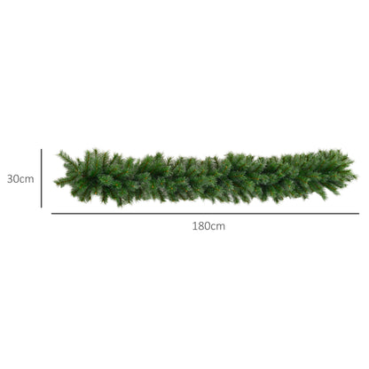 HOMCOM 1,8 m künstliche Weihnachtsgirlande Blumendekoration mit 160 Spitzen Grün