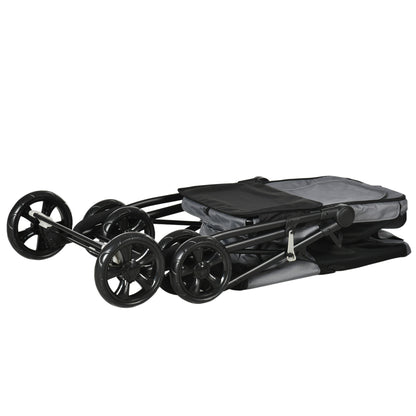 PawHut Hundebuggy Hundewagen bis 20 kg Klappbar 3 Seitentasche 102 cm x 62 cm x 105 cm Grau