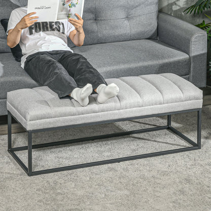 HOMCOM Sitzbank im Industrie-Design, Bettbank, Metallbeine, Rosa + Schwarz