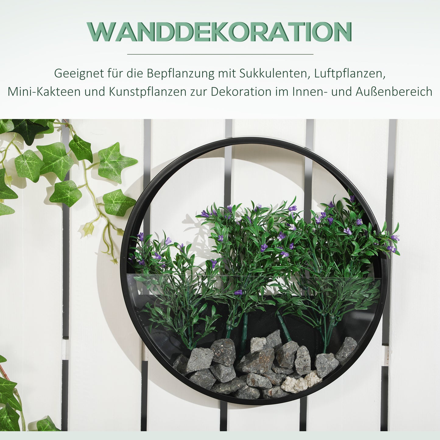 Outsunny Pflanzgefäße für die Wand, 3er-Set, ineinander stapelbar, Stahl+Acryl, schwarz