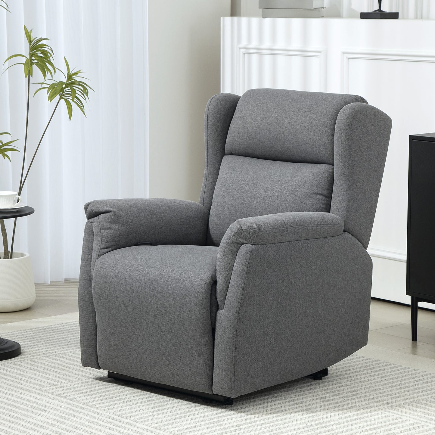 HOMCOM Relaxsessel, Verstellbarer Polstersessel mit Fußstütze, 160° neigbar, Leinenoptik, schneller Aufbau, Dunkelgrau