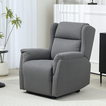 HOMCOM Relaxsessel, Verstellbarer Polstersessel mit Fußstütze, 160° neigbar, Leinenoptik, schneller Aufbau, Dunkelgrau