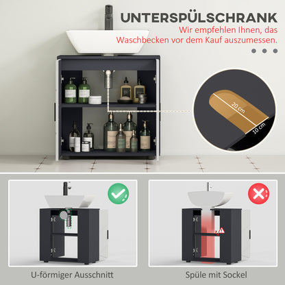 kleankin Badezimmerschrank, Badkommode, Waschbecken-Unterschrank, 2 Ebenen, Holz, Hellgrau