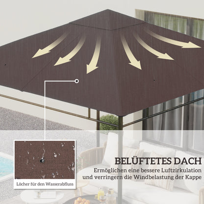 Outsunny Ersatzdach für Gartenpavillon, Polyester, 2,98 x 2,95 m, Kaffee