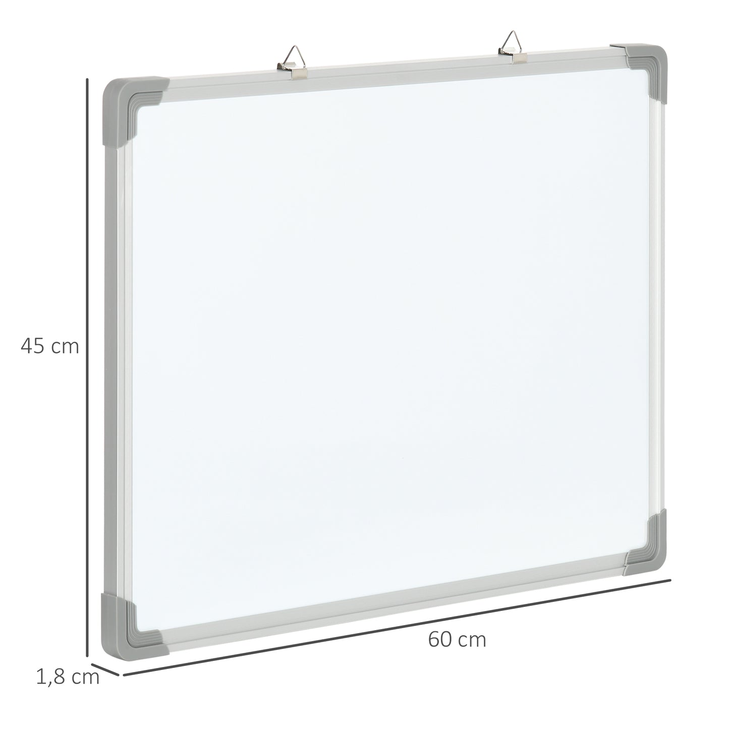 HOMCOM Whiteboard Magnettafel, leicht abwischbar, mit 4 Markern, 10 Magneten, 1 Radierer, 60 x 1,8 x 45cm
