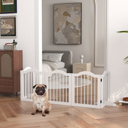PawHut Hunde-Absperrgitter، 5 Paneele، klappbar، flexibel، Massivholz/MDF، 254,5x29,5x61 سم، Weiß