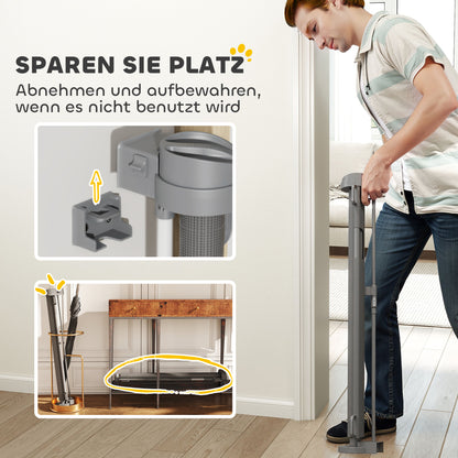 PawHut Treppenschutzgitter Ausziehbar 0-136 سم 87 سم Hoch Türschutzgitter für Haustiere 142 x 10 x 87 cm Grau