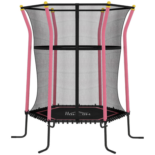 HOMCOM Trampolin für Kinder, Ø163,5 cm, mit Sicherheitsnetz, gepolstert, Stahl, belastbar bis 50 kg