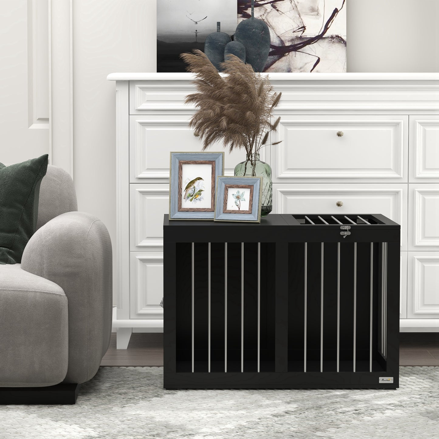 PawHut Hundekäfig Hundebox Hundetransportbox، 2 Türen، verriegelbar، Stahlgitter، 80 سم × 50 سم × 56,5 سم، أسود