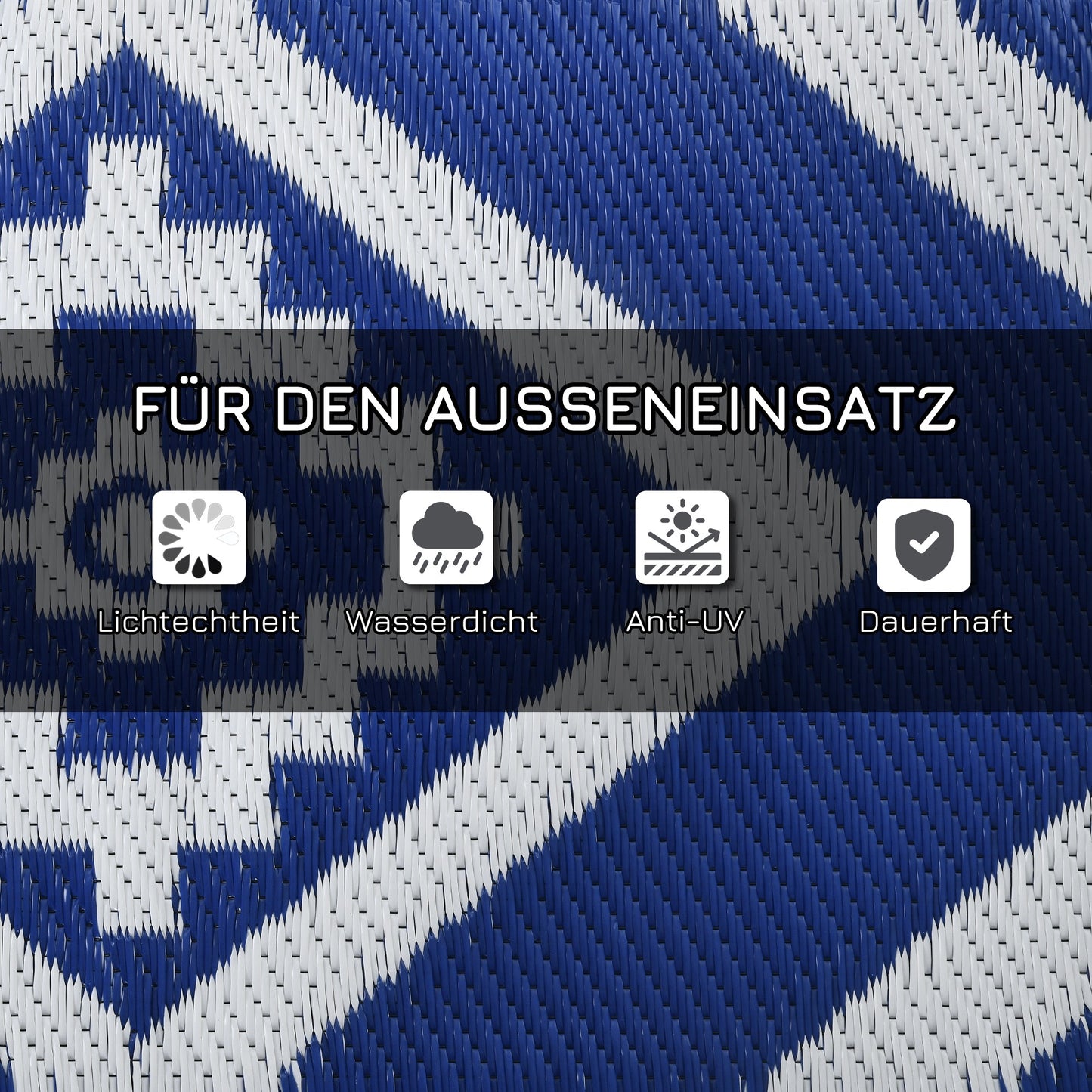 Outsunny Outdoorteppich Terrassenteppich، wetterbeständig، تصميم عصري، 182 سم × 274 سم × 0,3 سم، Blau + Weiß