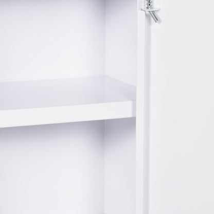 kleankin Medizinschrank, 3 Fächer, abschließbare Tür, stabiles Stahlgehäuse, weiß, 40 x 15 x 53,5 cm