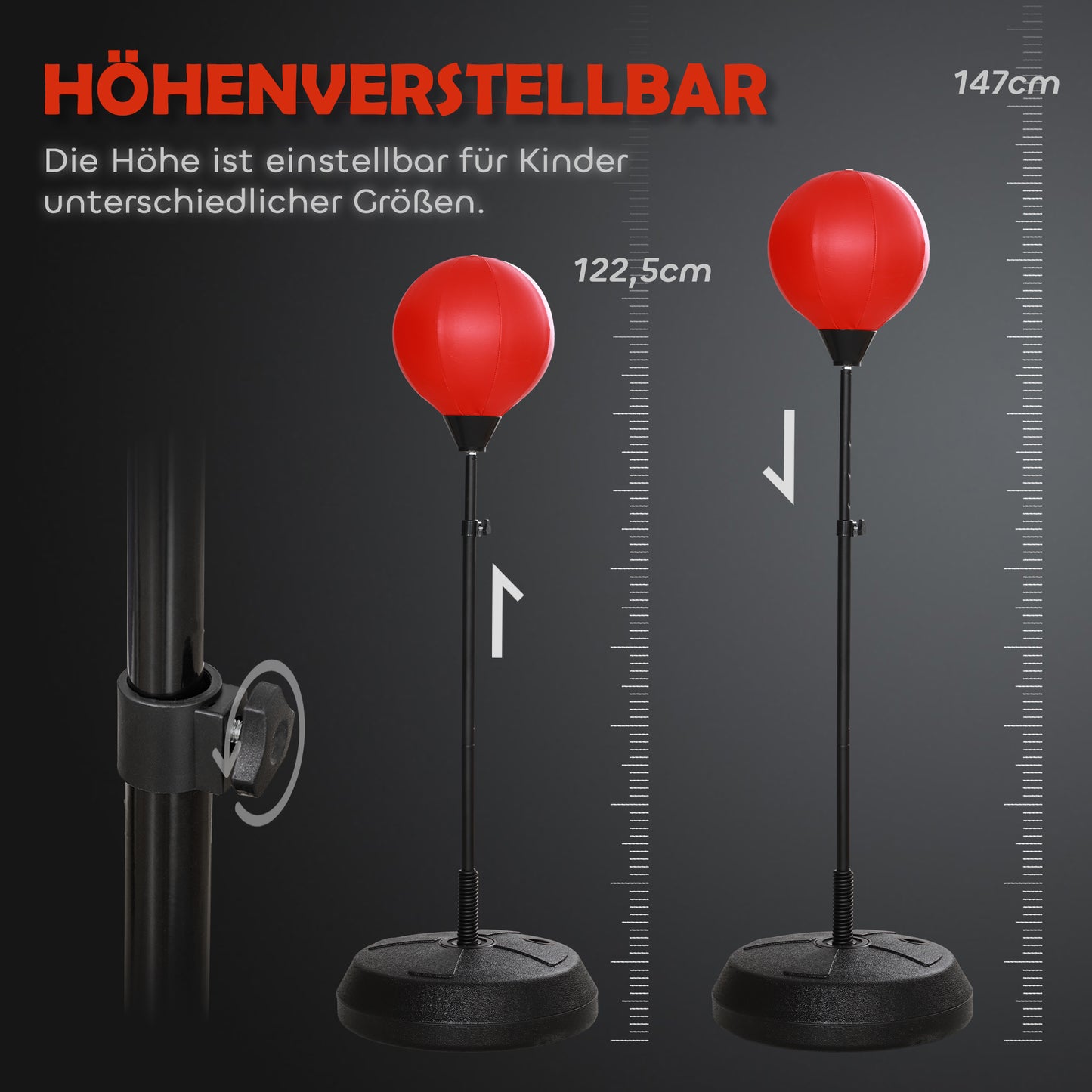 AIYAPLAY Boxsack für Kinder im Alter von 5-10 Jahren, mit Boxhandschuhen, höhenverstellbar