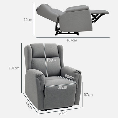 HOMCOM Relaxsessel, Verstellbarer Polstersessel mit Fußstütze, 160° neigbar, Leinenoptik, schneller Aufbau, Dunkelgrau
