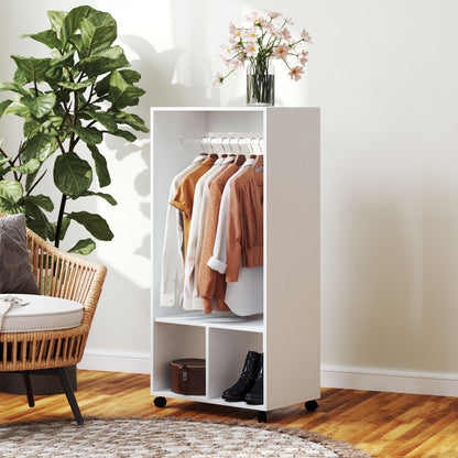 HOMCOM Kleiderschrank Garderobe، 60 سم × 40 سم × 127 سم، 1 Kleiderstange، 2 Regale، Weiß