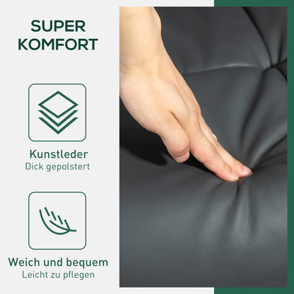 HOMCOM Relaxsessel mit Hocker, 145° neigbare Rückenlehne, 360° drehbar, Kunstleder, Dunkelgrau