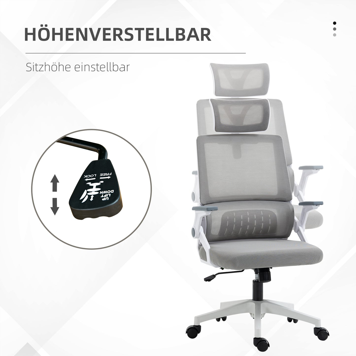 Vinsetto Bürostuhl Schreibtischstuhl Office-Stuhl، höhenverstellbar، 1 Kopfstütze، 58 × 61 × 119 سم. شوارتز