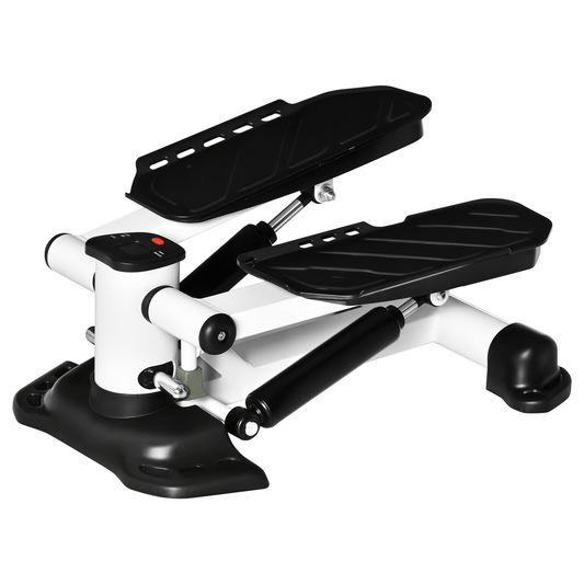 HOMCOM Mini Stepper für Zuhause, Rutschfest Up-Down Stepper mit LCD-Anzeige, Stepper Hometrainer mit zwei großen Pedalen, Stahl, Schwarz