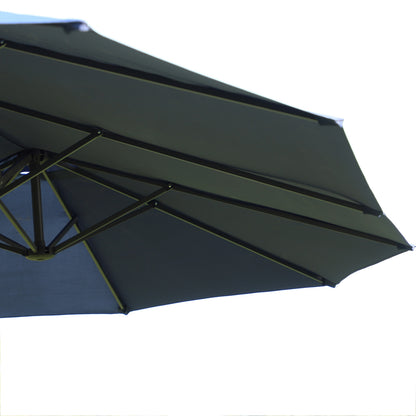 Outsunny Doppelsonnenschirm 455 x 270 cm Gartenschirm mit Handkurbel oval stabil Metallstange Marktschirm Doppelsonnenschirm Terrassenschirm Sonnenschutz für Strand Balkon Terrasse Garten Blau