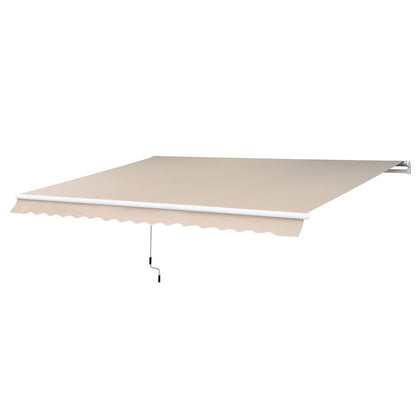 Outsunny Gelenkarmmarkise Verstellbare Klemmmarkise Terrassenmarkise 4,5 x 3m Sonnenschutz mit Kurbel, Balkonmarkise, Beige
