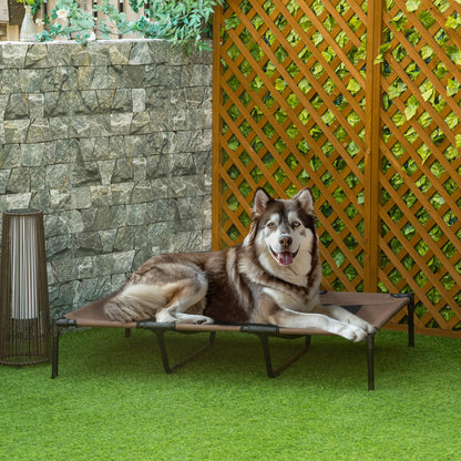 PawHut Hundebett, faltbar, Outdoor-Hundebett, erhöhter Stand, 122 cm x 92 cm x 23 cm, Kaffee-Braun + Schwarz