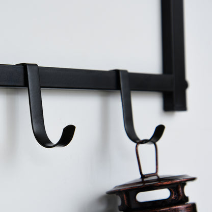 HOMCOM 2-in-1 Garderobenset Flurgaderobe mit Sitzbank Wandgarderobe für Eingangsbereich، 6 Haken، Natur+Schwarz، 75 × 30 × 45 سم (Sitzbank)