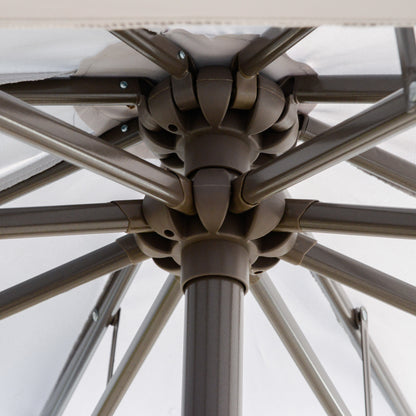 Outsunny Sonnenschirm Ampelschirm Ø2,67 x 2,45 m Kurbelschirm mit Doppeldach Kreuzbasis Stahl Outdoor Sonnenschutz Polyester Stahl Hellgrau