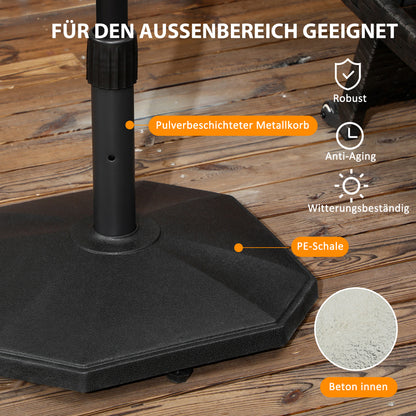 Outsunny Schirmständer, 18 kg, Zementfüllung, kompakte Form, Kunststoffgehäuse, schwarz, 45,5 x 45,5 x 33 cm