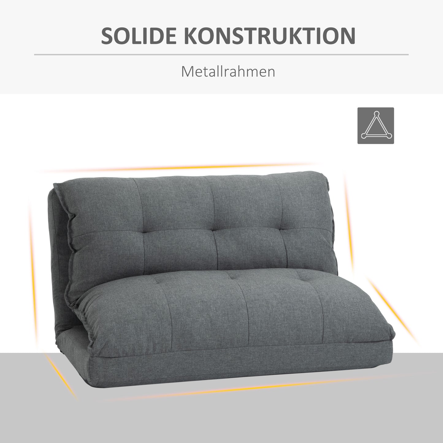 HOMCOM Tiefer Relaxsessel, 13 Positionen, Leinenoptik, Metallstruktur, 100 x 71 x 54 cm, Grau