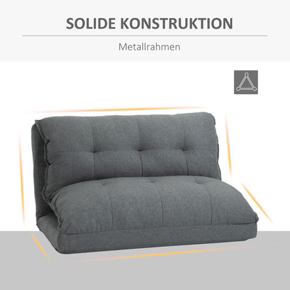 HOMCOM Tiefer Relaxsessel, 13 Positionen, Leinenoptik, Metallstruktur, 100 x 71 x 54 cm, Grau