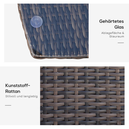 Outsunny Polyrattan Gartenmöbel Set, Outdoor Lounge Balkonmöbel für 2 Personen, 3-teilig Sitzgruppe, 2 Stühle, Tisch Sitzkissen, Gartenlounge für Garten, Terrasse, Balkon, Braun