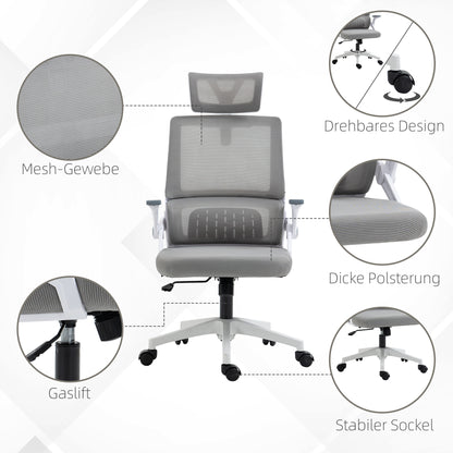 Vinsetto Bürostuhl Schreibtischstuhl Office-Stuhl، höhenverstellbar، 1 Kopfstütze، 58 × 61 × 119 سم. شوارتز