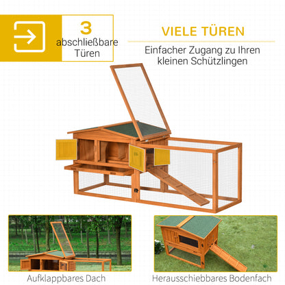 PawHut Kleintierstall Kleintierkäfig Kleintierhaus mit Asphaltdach Tannenholz Orange