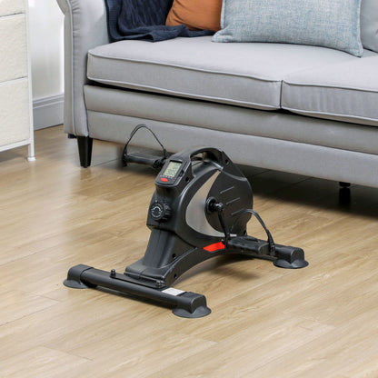 SPORTNOW Mini-Trainingsrad, Fußpedaltrainer, Trainingsgerät mit 8 Widerstandsstufen, LCD-Display, Metall, Kunststoff, Schwarz