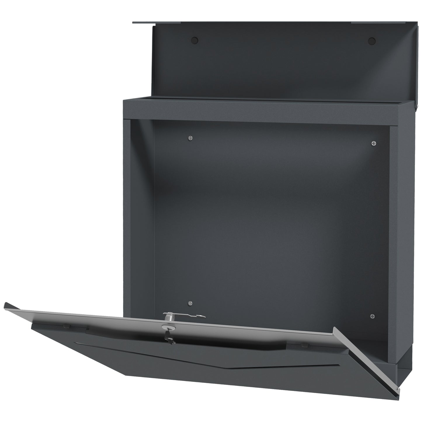 HOMCOM Briefkasten Postkasten, modernes Design, wetterbeständig, 37 cm x 10,5 cm x 37 cm, Grau