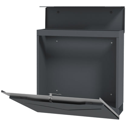HOMCOM Briefkasten Postkasten, modernes Design, wetterbeständig, 37 cm x 10,5 cm x 37 cm, Grau